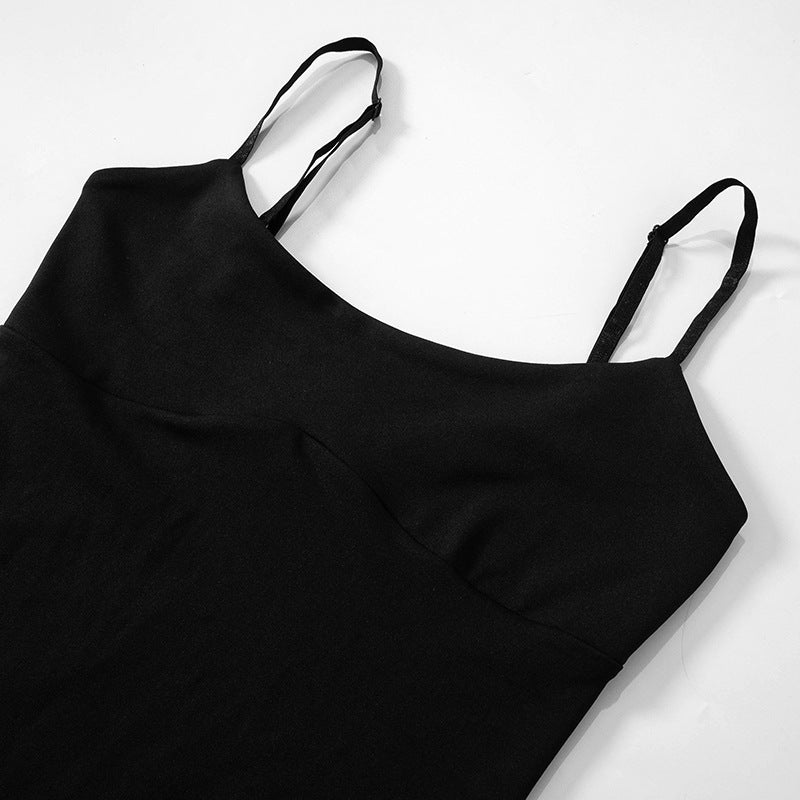 Strap Sleeveless High Waist Side Opening French Dress