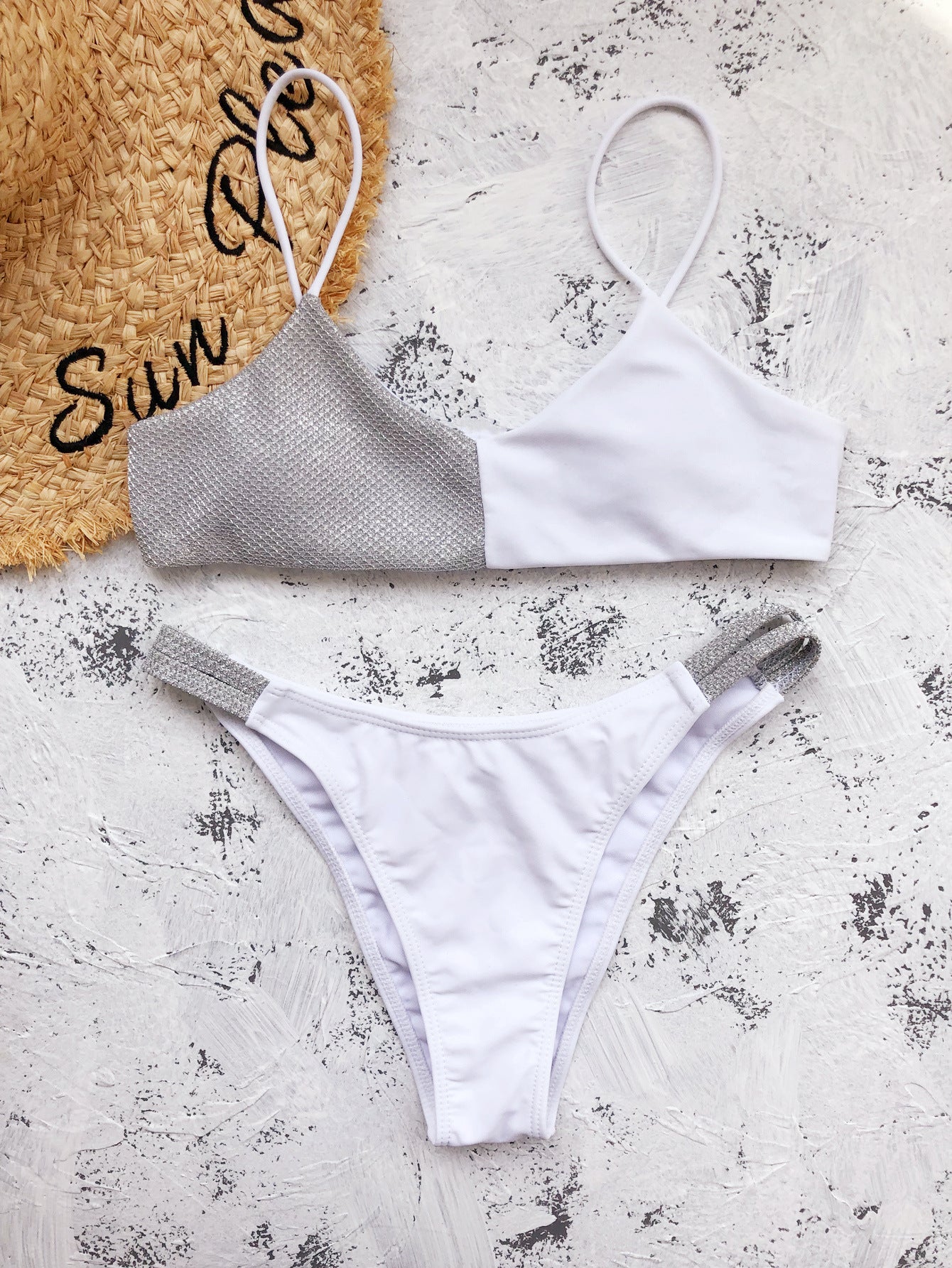 Sexy Ladies Split Swimsuit In Glitter Bikini