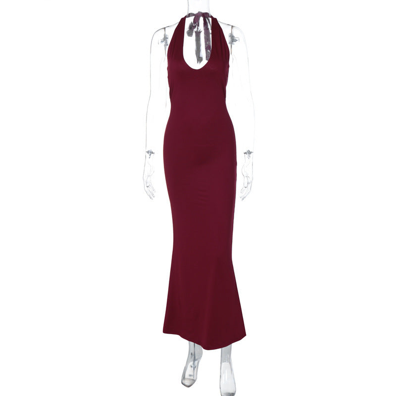 Summer New Pleating Halter Lace-up Slim Fit Dress
