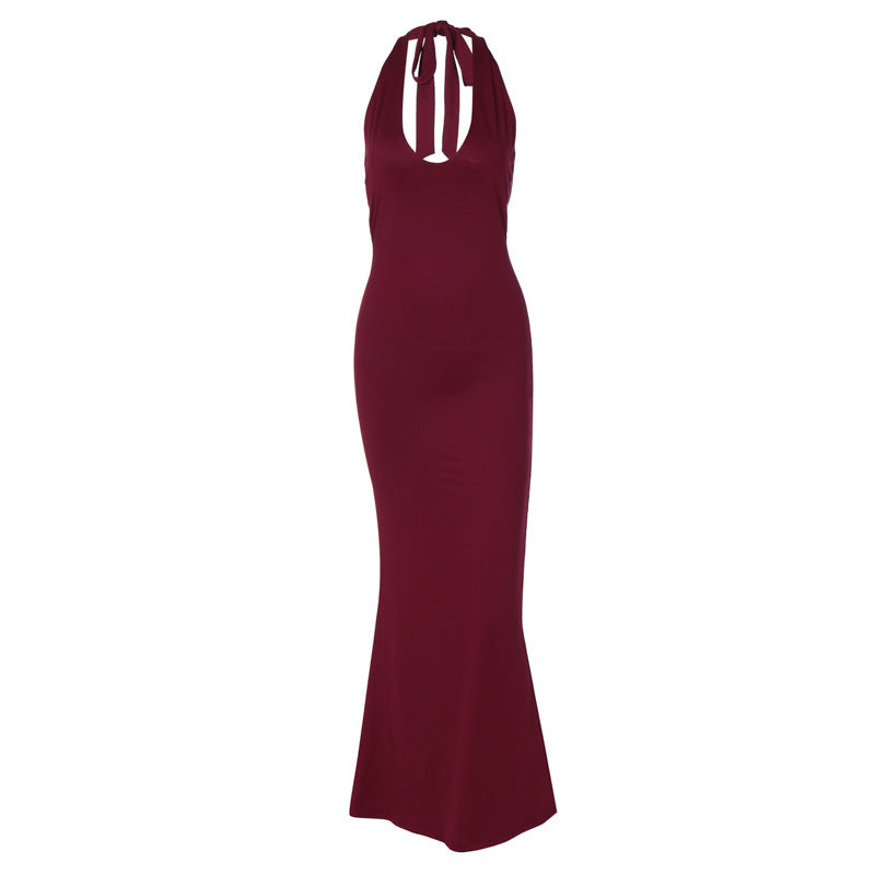 Summer New Pleating Halter Lace-up Slim Fit Dress