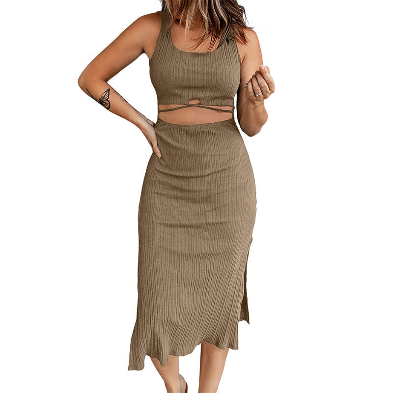 Solid Color Irregular Slim Fit Hip Dress