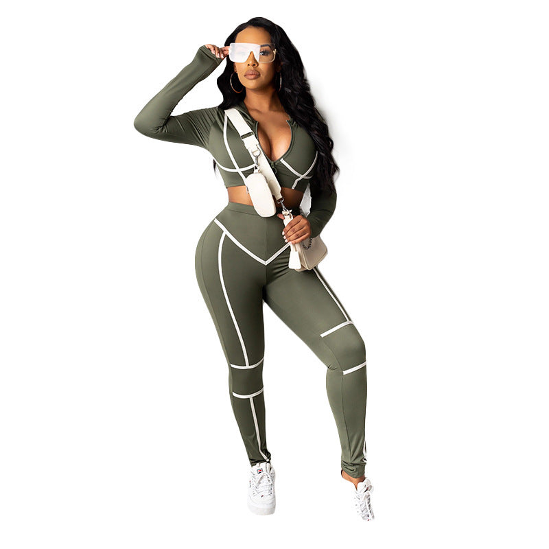 Women's Autumn Solid Color Tight Stitching Casual Sexy Suit