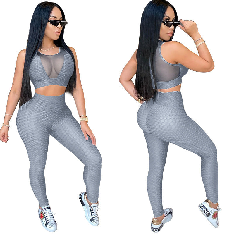See-through Sexy Sleeveless Yoga Sports Suit