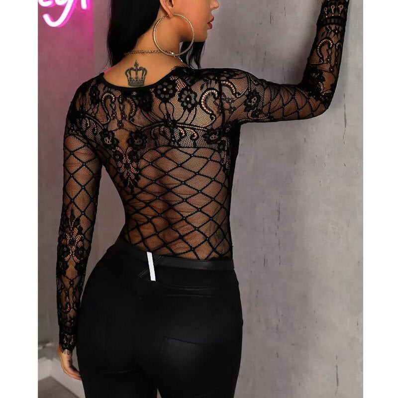 European and American sexy women see through long sleeves