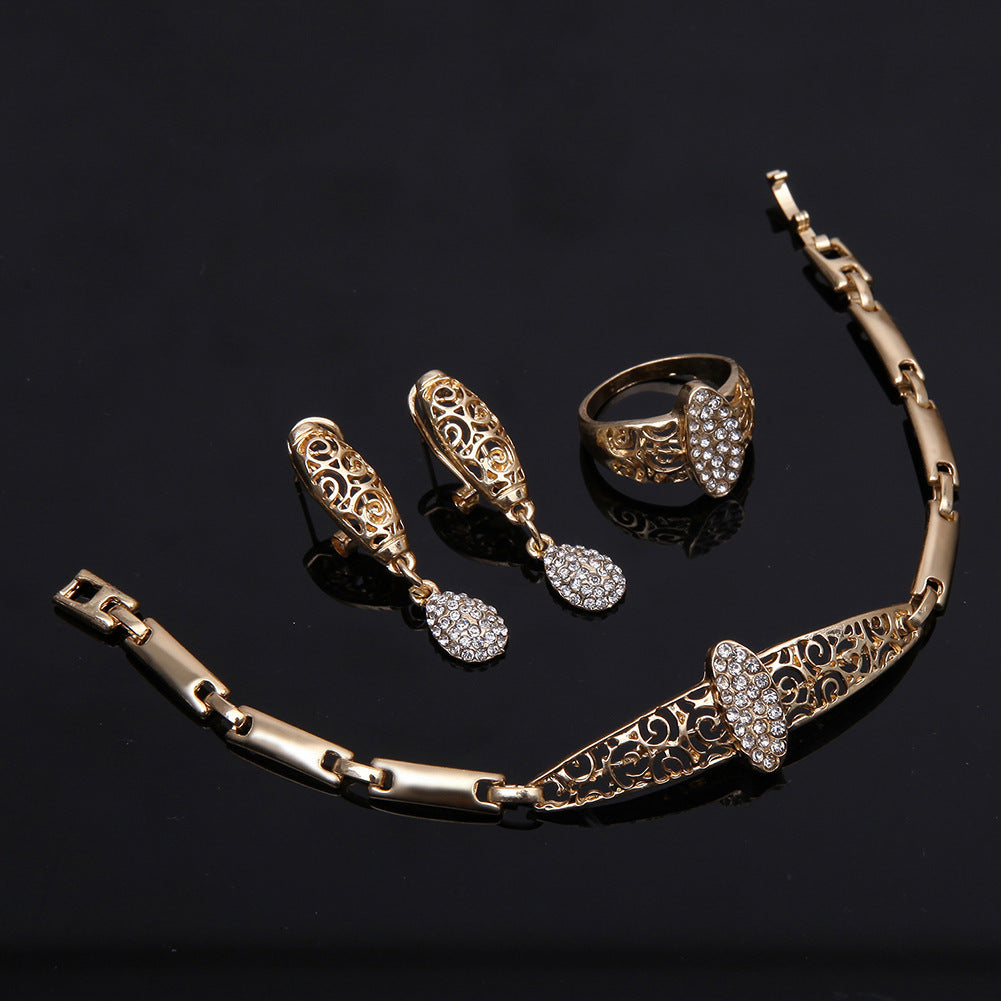 Crystal Necklace And Ear Jewelry Set of Four