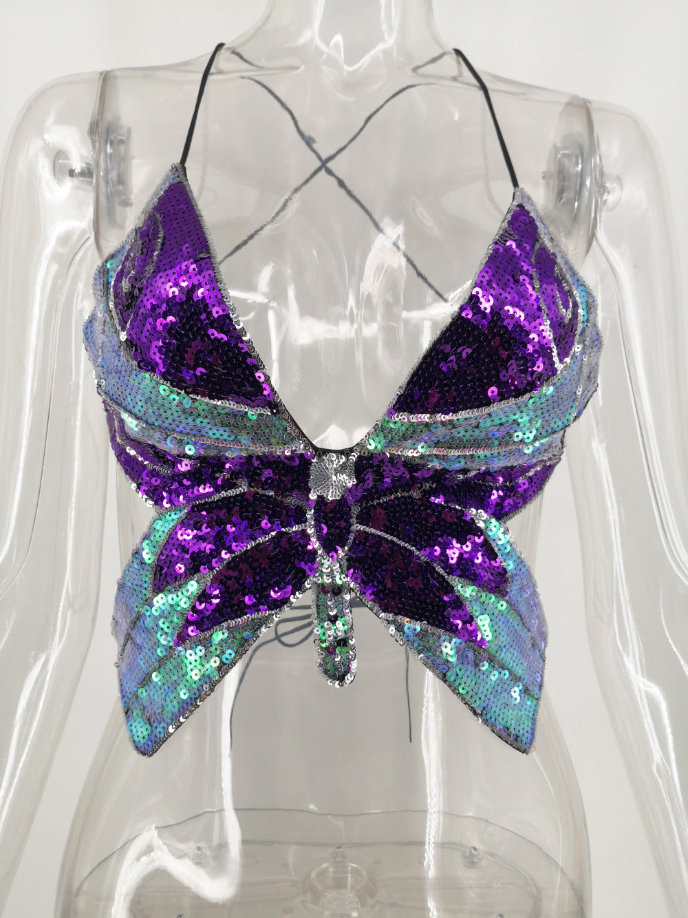Strappy Bow Sequined Top T-shirt