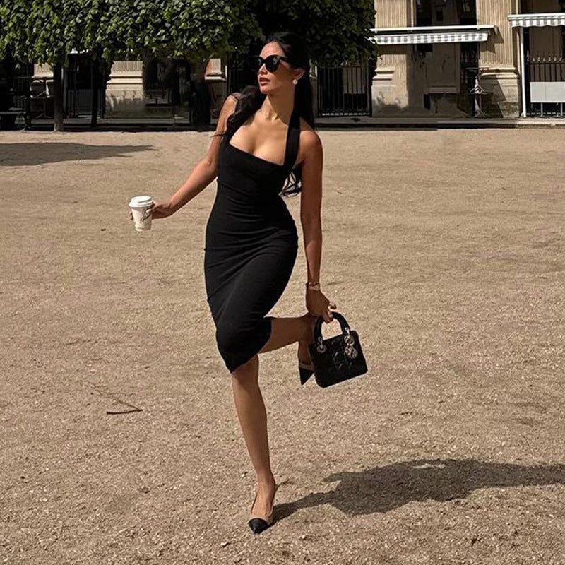 Women's Collar Halter Backless Fashion Dress