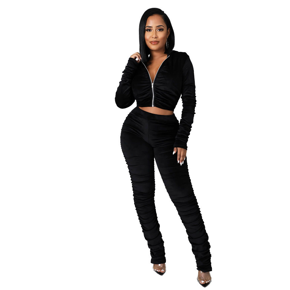 Pleuche Long Sleeve Suit Women