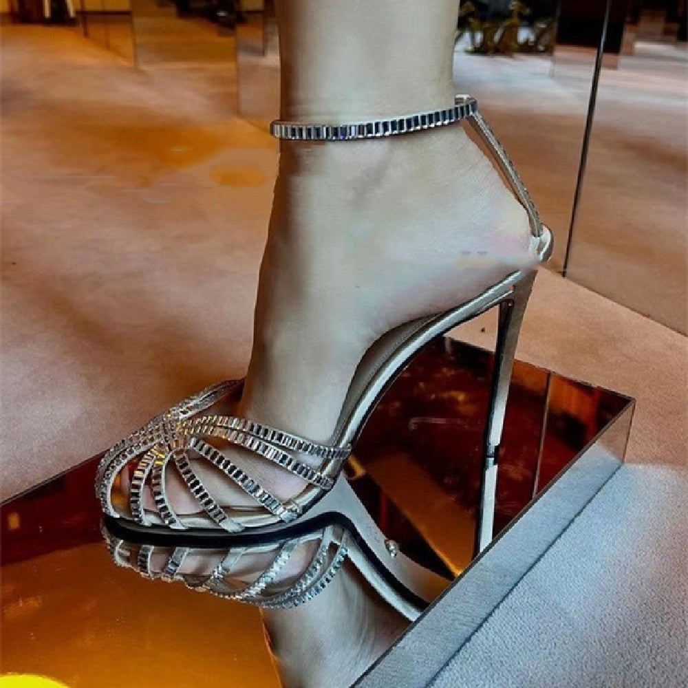 Round Head Hollow Stiletto Sandals