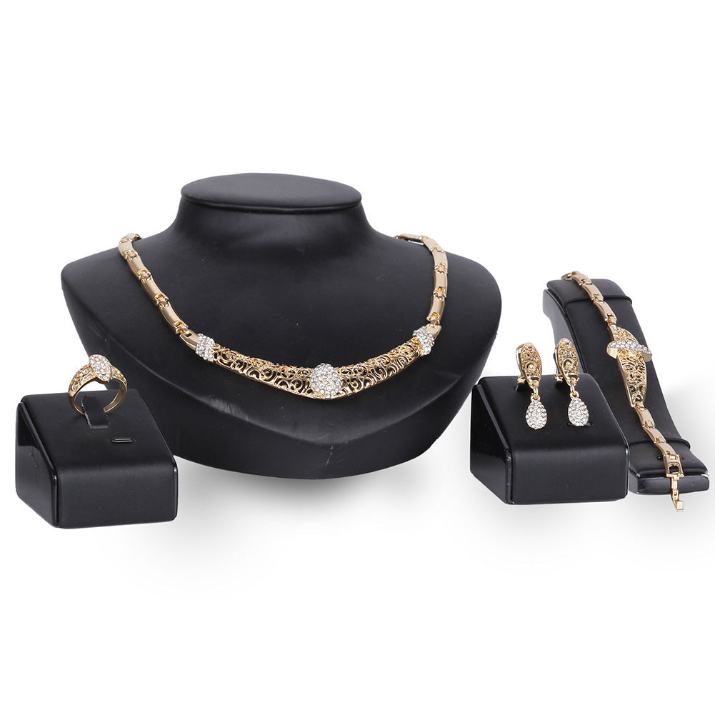Crystal Necklace And Ear Jewelry Set of Four