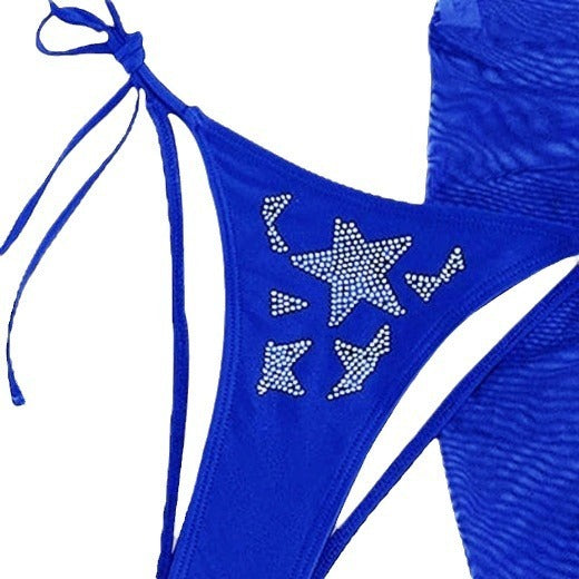 Bikini Swimsuit New Sexy Rhinestone Gauze Skirt Three-piece Suit Split
