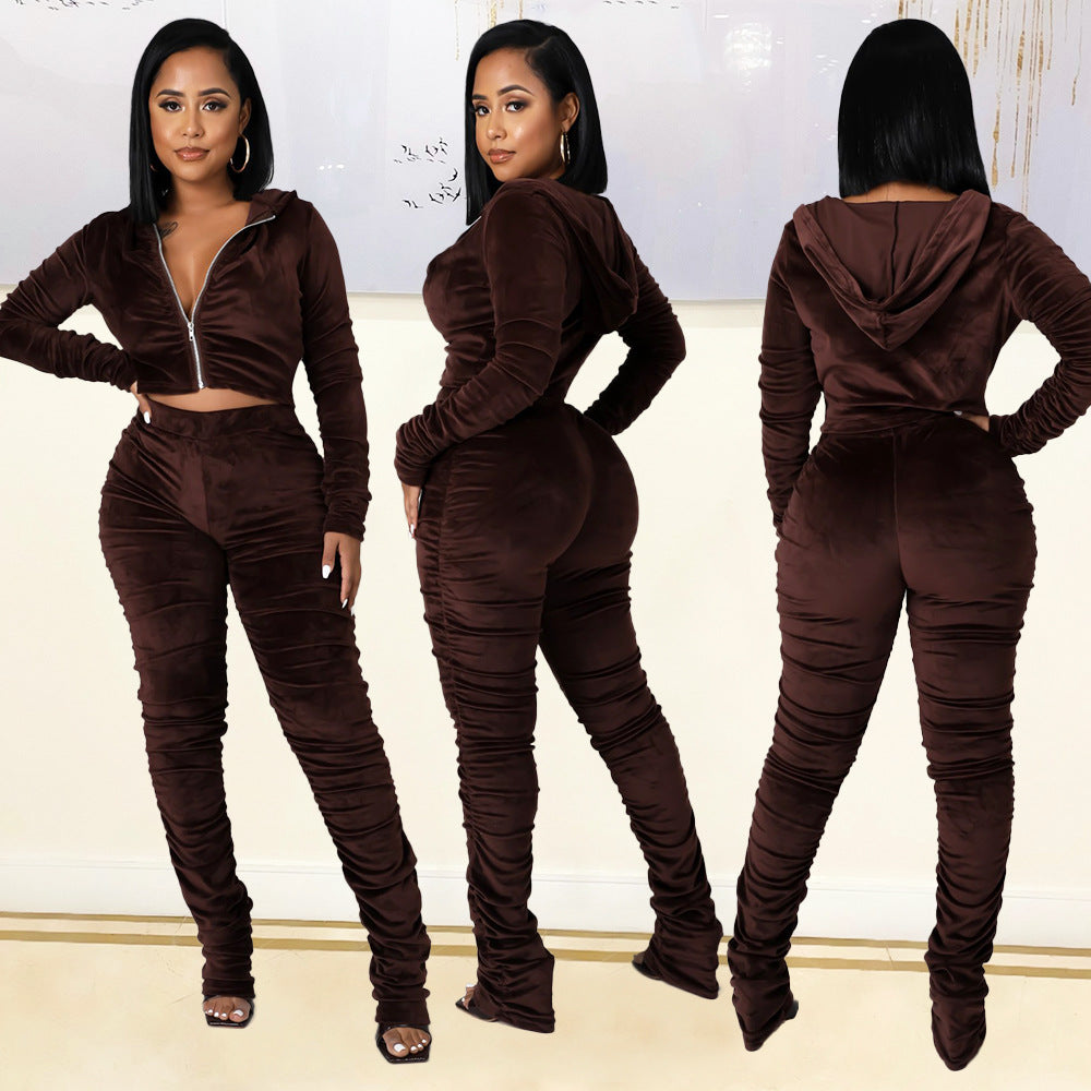 Pleuche Long Sleeve Suit Women
