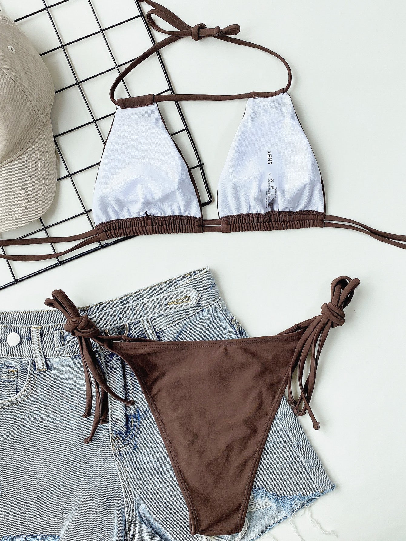 Bikini Solid Color Sexy Female Split Swimsuit Straps