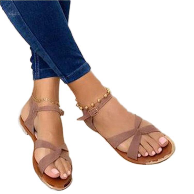 Flat Bottom 36-42 Toe Buckle Casual Sandals Women