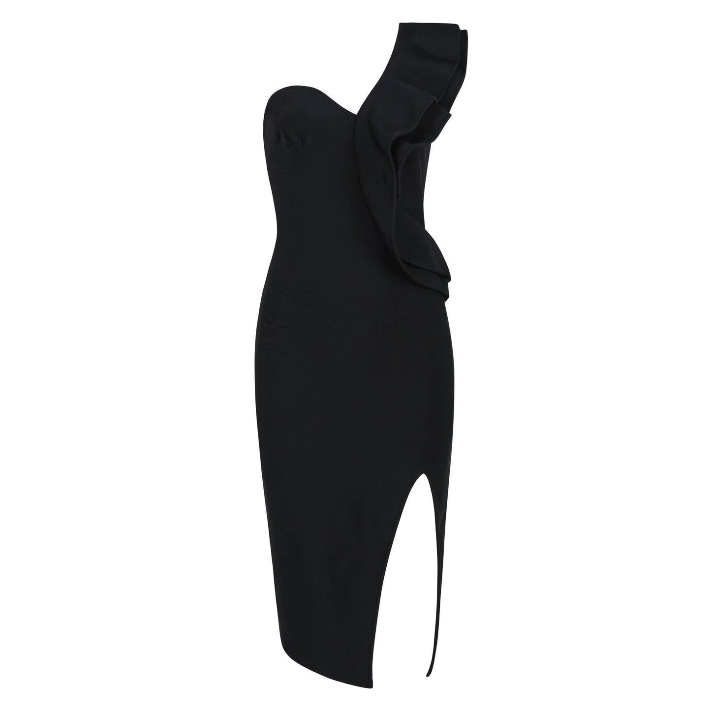 Women's Slanted Collar Slim Slit Bag Hip Women's Knitted Dress
