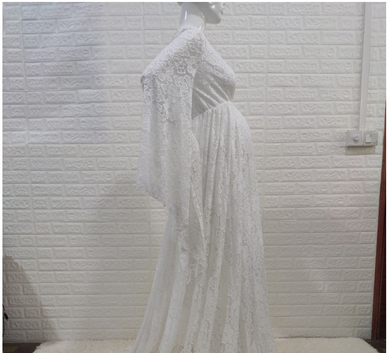 Lace Perspective Loose Slit Tail Dress