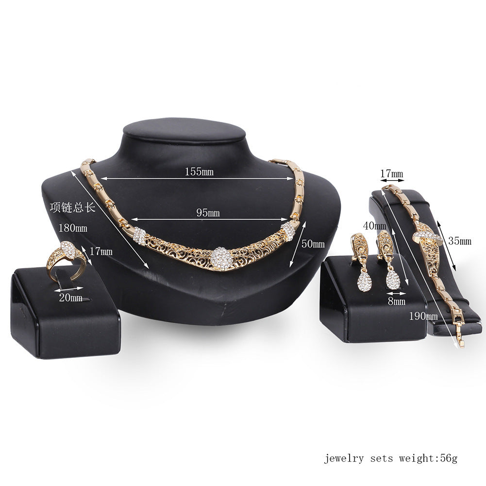 Crystal Necklace And Ear Jewelry Set of Four