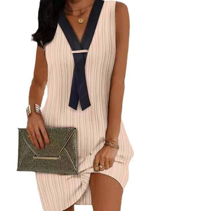 Clothing Popular Sleeveless Color-matching Dress