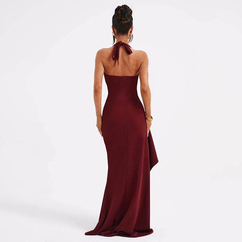 Dress Fashion Halter V-neck Strap Split Dress