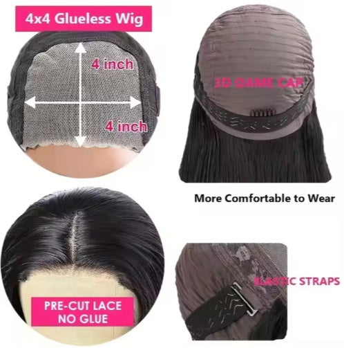 Glueless Wigs Human Hair Pre Plucked Pre Cut 200 Density Transparent HD Lace Frontal Wigs Loose Deep Wave Wigs