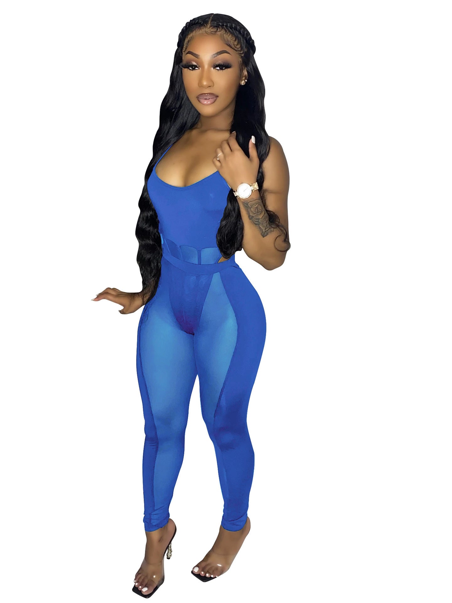 Splice Sexy Hollow Out Nightclub Perspective Two-piece Set