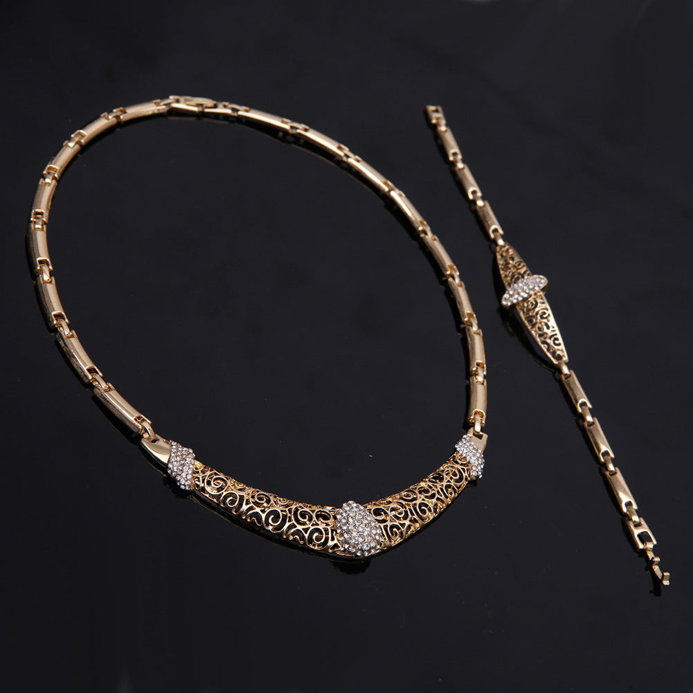 Crystal Necklace And Ear Jewelry Set of Four