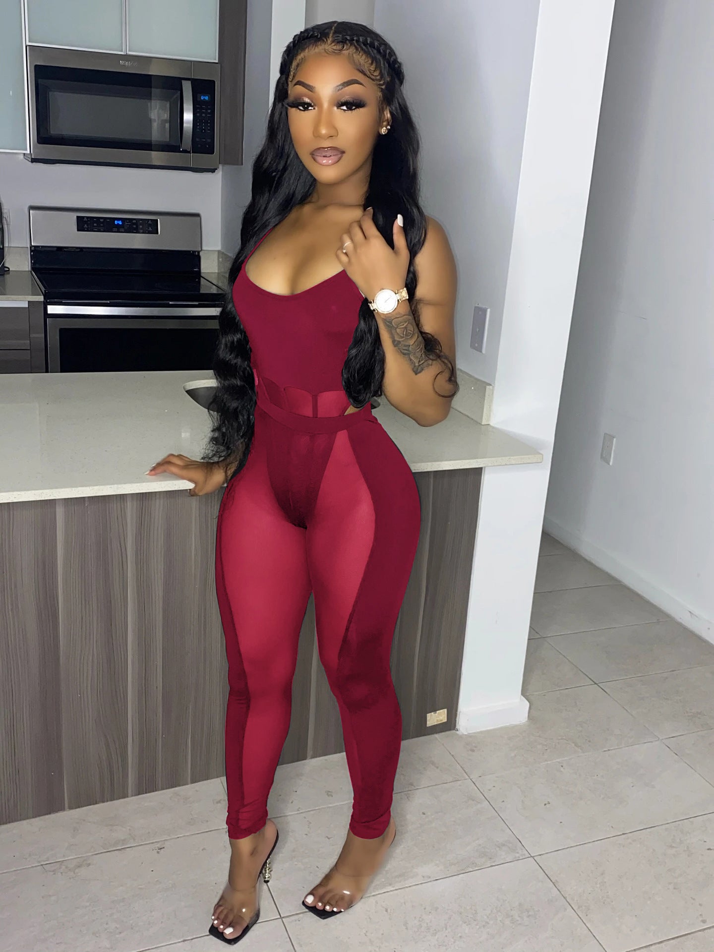 Splice Sexy Hollow Out Nightclub Perspective Two-piece Set