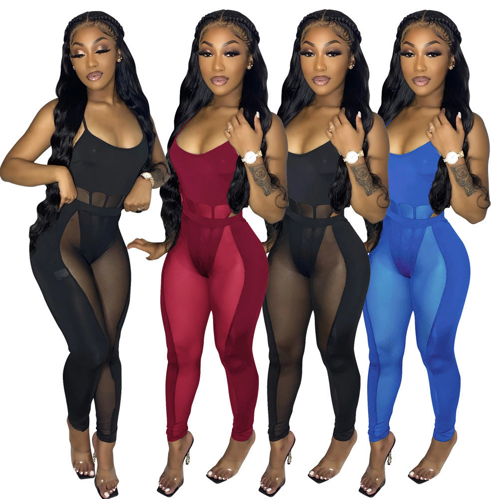 Splice Sexy Hollow Out Nightclub Perspective Two-piece Set