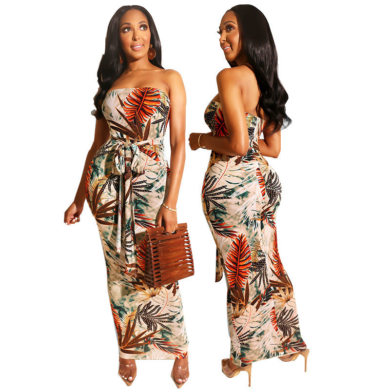 New Big Flower Off-shoulder Temperament One-piece Dress