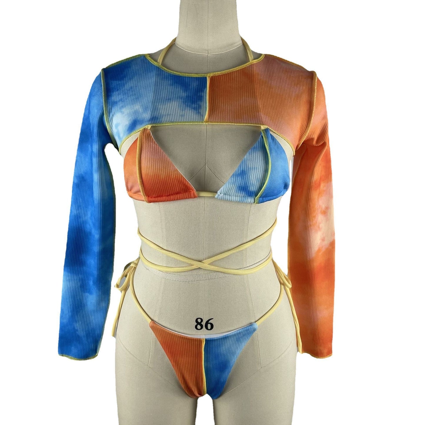 European And American Swimsuit Bikini Color Matching Three-piece Set