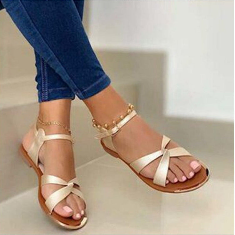 Flat Bottom 36-42 Toe Buckle Casual Sandals Women