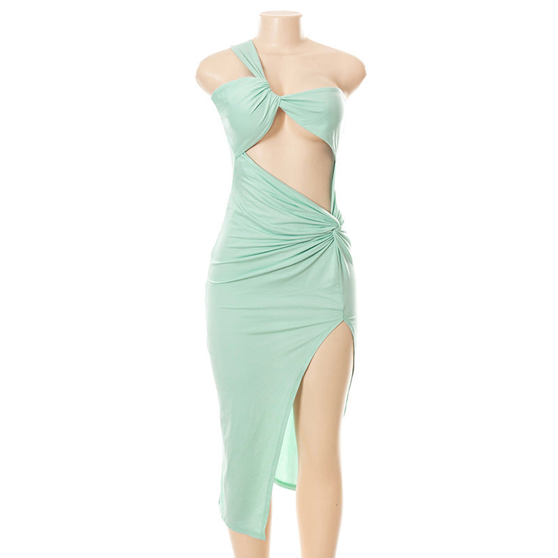 Women's New Fashion Off-shoulder Back High Slit Dress