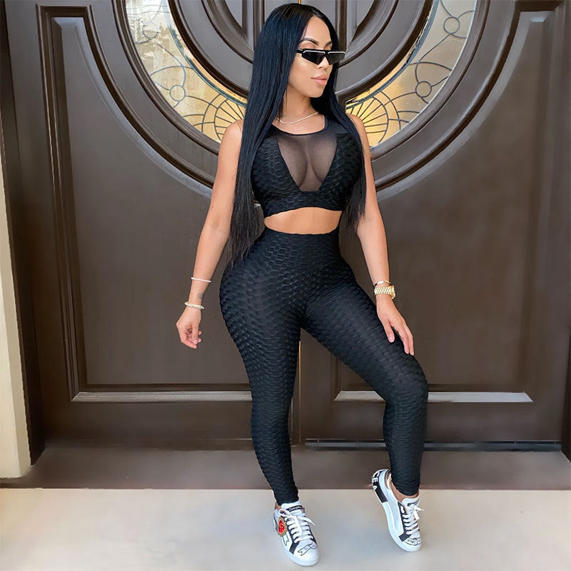 See-through Sexy Sleeveless Yoga Sports Suit