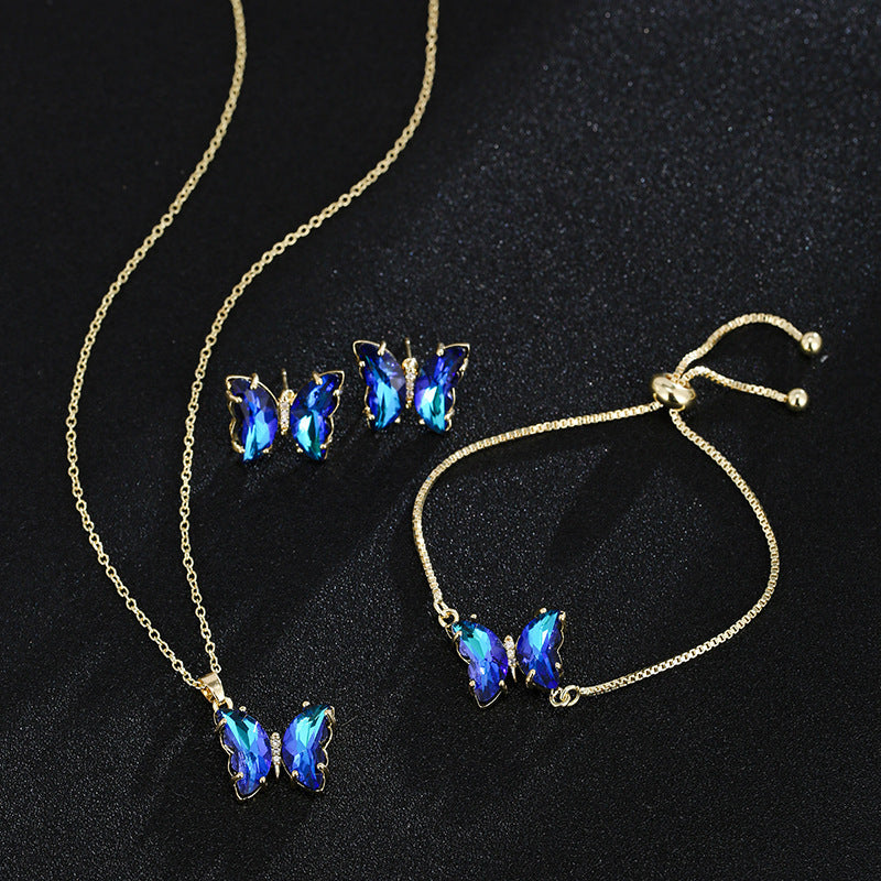 New Butterfly Necklace Jewelry Set