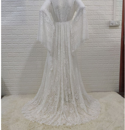Lace Perspective Loose Slit Tail Dress