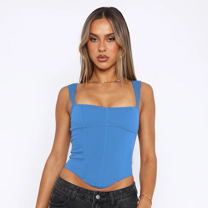 Sexy Suspenders Girdle Square Collar Top Women