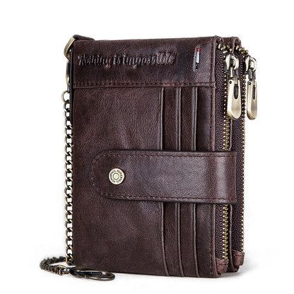 New anti-theft swipe wallet multi-card Crazy Horse leather coin purse