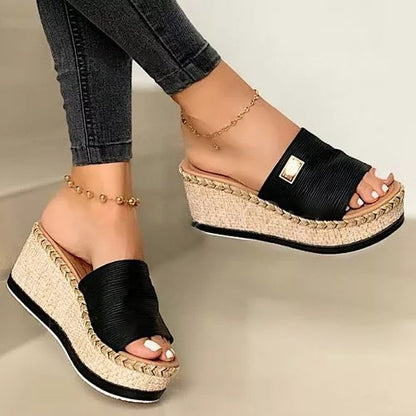 Hemp rope platform sandals