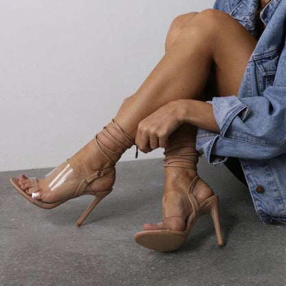 Transparent Open Toe Strap High Heel Sandals