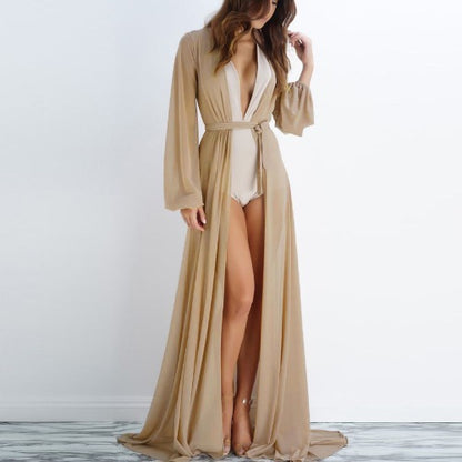 Fashion Long Skirt Mesh Cardigan Chiffon Cloak Women