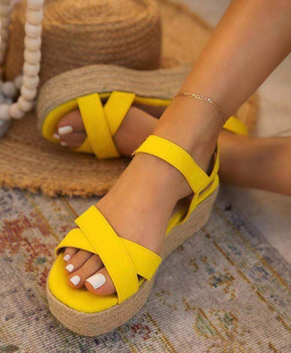 Summer New Style Hemp Rope Cross Strap Ladies Sandals
