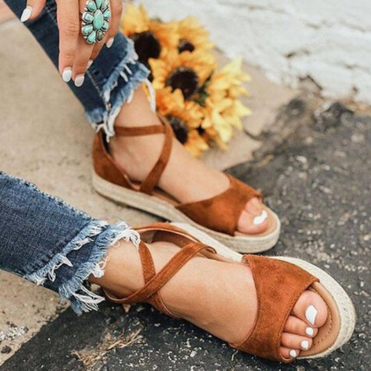 Hemp Rope Platform Shoes Fish Mouth Sandals