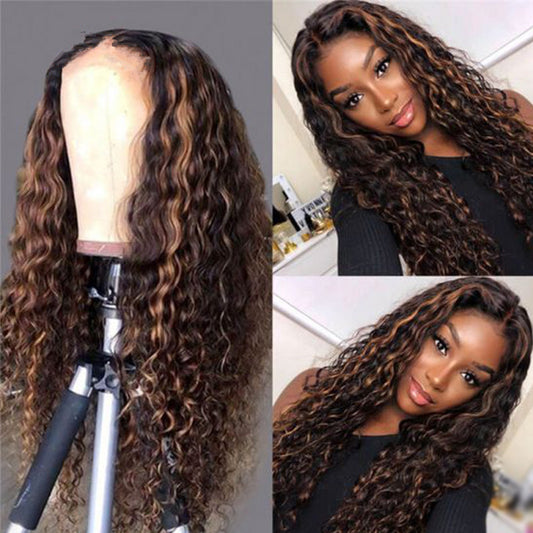 Women's African Small Curly Wig Wig Mixed Color Long Curly Hair