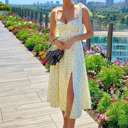 Women's Spring And Summer Suspender Sleeveless Split Dress