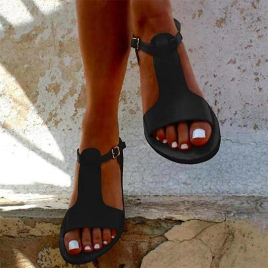 College Style Buckle Cutout Sandals