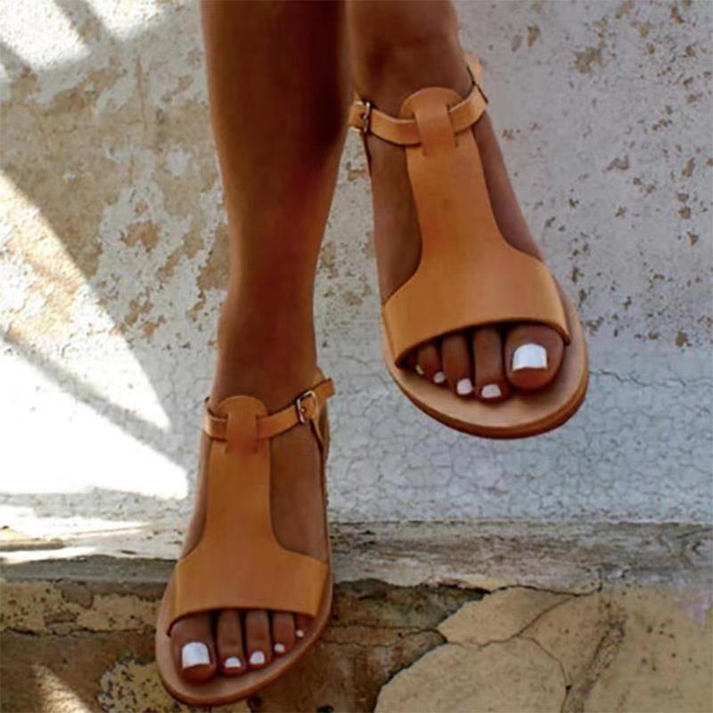 College Style Buckle Cutout Sandals
