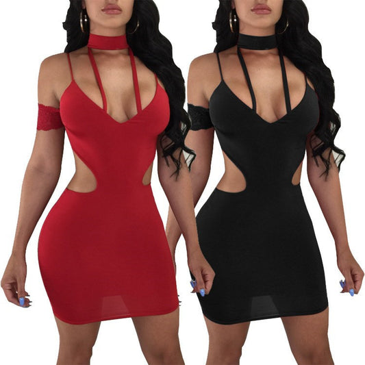 Ladies Lace Suspender Sexy Lace-up Dress Nightclub Skirt