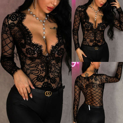 European and American sexy women see through long sleeves