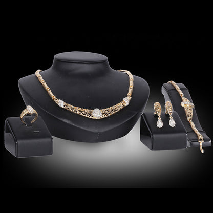 Crystal Necklace And Ear Jewelry Set of Four