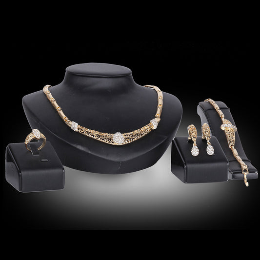 Crystal Necklace And Ear Jewelry Set of Four